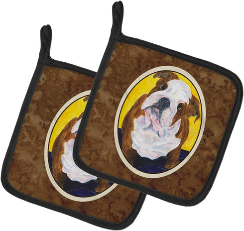 Caroline's Treasures SS8415PTHD English Bulldog Pair of Pot Holders Kitchen Heat Resistant Pot Holders Sets Oven Hot Pads for Cooking Baking BBQ, ...
