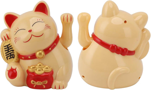 Bewinner Waving Cat, Solar Powered Cute Waving Cat Good Luck Wealth Welcoming Cats Home Display Car Decor Feng Shui Decoration (Yellow)...