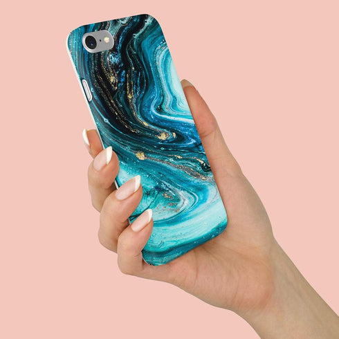 uCOLOR Turquoise Blue Gold Marble Case Compatible with iPhone 6S/6/8/7/SE 2nd/SE 3 (2022) 4.7" Cute Matt Slim Soft TPU Protective Case...