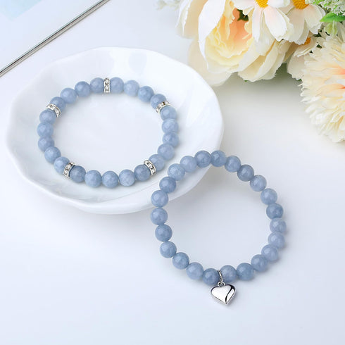 DUQGUHO Heart Bracelet for Women Healing Crystals Bracelets 8mm Love Charm Bracelet for Women Natural Stone Stretch Beads Bracelet Gifts for Women...