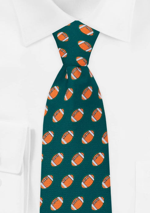 Jacob Alexander Men's American Football Game Balls Pattern Pre-Tied Zipper Neck Tie - Green...