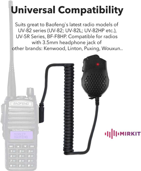 Original Baofeng Mic for UV-82 Speaker Mic Compatible with Baofeng Radios: UV-82HP, UV-82L, UV-5R Series and All Ham Radio Dual PTT Design with K2...