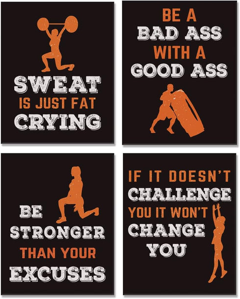 Sports Art Print,Inspirational Fitness Quote Wall Art Print,Motivational Workout Bodybuilding Phrases Art Painting , Set of 4 Art Posters?8 " x10 ...
