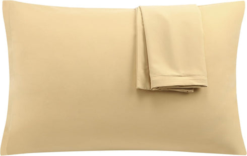 uxcell 2 Pack Pillow Cases Soft 1800 Series Microfiber Pillowcases Set with Zipper King(20"x36") Gold...