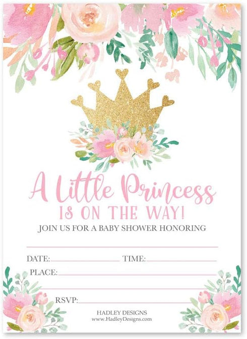 Hadley Designs 25 Princess Baby Shower Invitation For Girl Baby Shower Invitations - Girl Princess Theme Baby Shower Invitations, Baby Sprinkle In...
