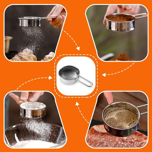 3 in1 Stainless Steel Flour Sifter for Baking 3 Cup Sifter for baking, Flour Sifter for Baking Cakes, Pastries, Pies, Cupcakes and Desserts, Powde...