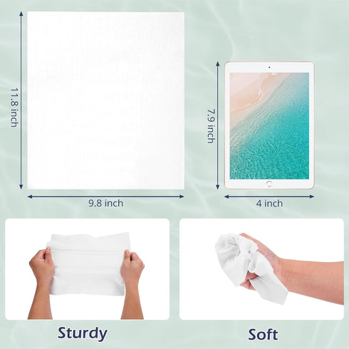 Disposable Face Towel, 100% Cotton, Extra Large 12" x 10" Soft Dry Wipe for Face Wash, Makeup Remover, Biodegradable Towelette for Sensitive Skin,...