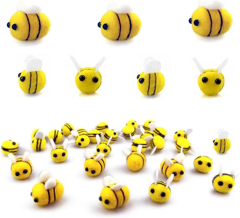 30 PCS Wool Felt Bees Cute Felt for Crafts Mini Bee Plush Decor for Baby Shower Gender Reveal Decoration Nursery Tent DIY Crafts...