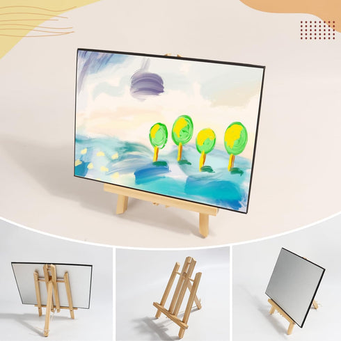 11 in Painting Easel Stand Wood Tabletop Easels for Canvases, Art, Crafts, Small Wooden Table Top Paint Tripod Station for Kids Adults, Portable D...