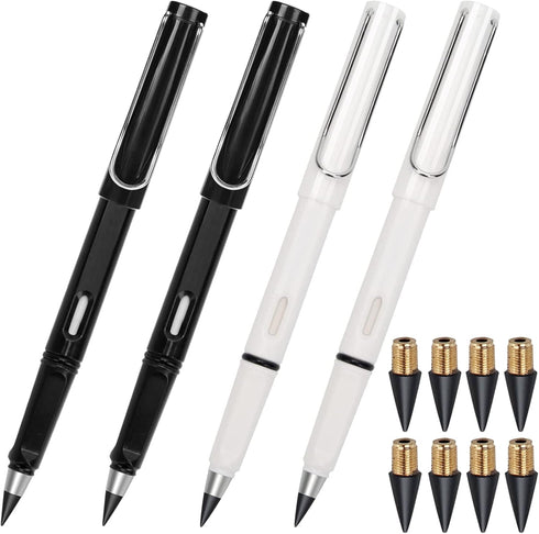 BFANGZ Everlasting Pencils,Inkless pen,lapiz infinito,No Sharpen 0.7mm, 4Pcs Pencils With 8Pcs Replaceable Pencil Leads,1Pcs Transparent storage b...
