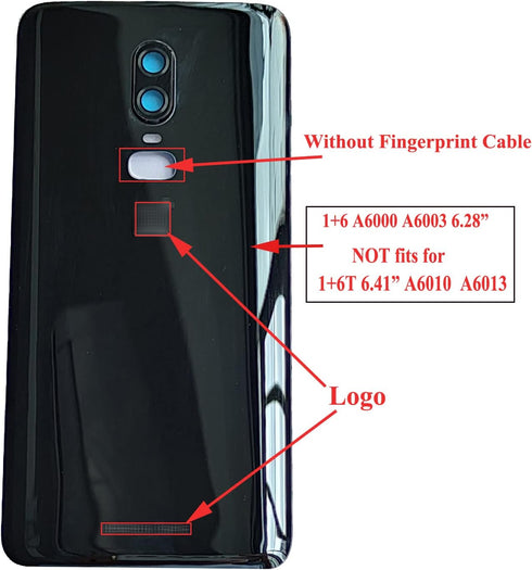 ubrokeifixit for Oneplus 6 Rear Panel Back Glass Door Cover Replacement for Oneplus 6 A6000 A6003 6.28",Pre-Cut Tape Mirror-Black/A6000...