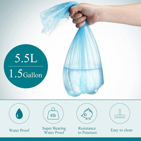 200 Counts Small Garbage Bags 1.5 Gallon Trash Bags Unscented Small Trash Bags Strong Mini Wastebasket Liners Colorful Kitchen Garbage Bags Bathro...