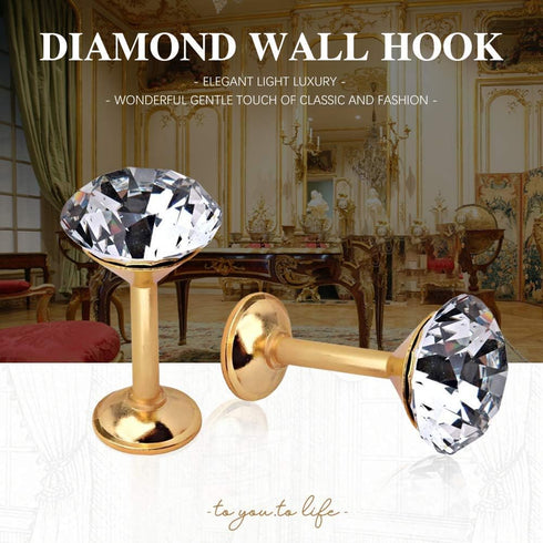 1 Pair Simple Design Diamond Crystal Curtain Hooks Curtain Buckle Wall Holdbacks Decorative Tiebacks (Gold)...