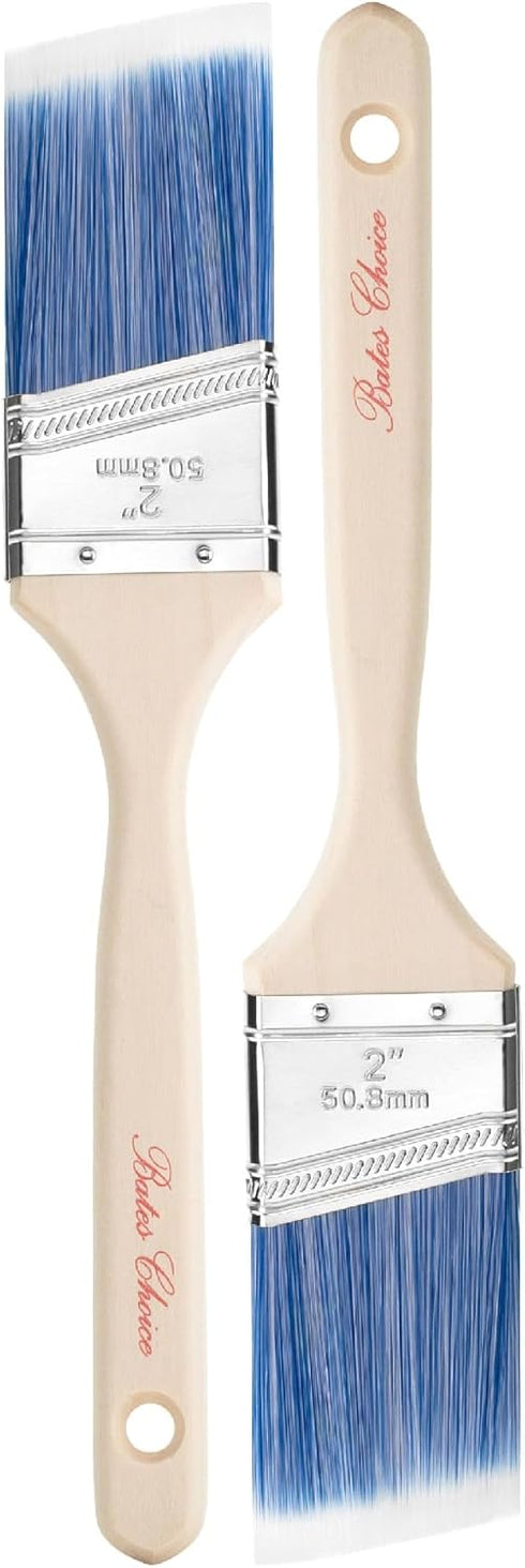 Bates- Paint Brushes, 2-Inch, 2 Pack, Angle Brushes, Treated Wood Handle, Paint Brushes for Walls, Stain Brush, Wall Paint Brushes, Furniture Pain...
