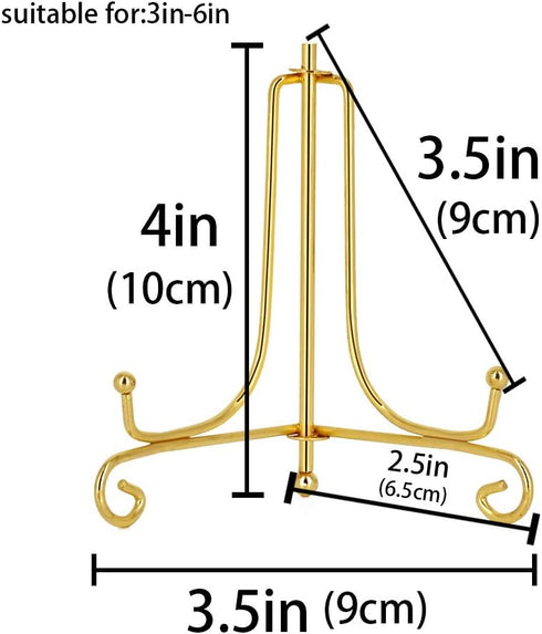 LIONWEI LIONWELI 4 Inch Gold Iron Plate Stand Holder Easel Display Stand for Plate?Picture?Photo and More,4 pcs....