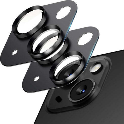 2 Pack Camera Lens Protector for iPhone 15/iPhone 15 Plus/iPhone 14/iPhone 14 Plus, Aluminum Alloy Tempered Glass Camera Cover Screen, Anti-drop, ...