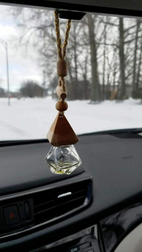 4 Pack,6ml(1/5 Fl Oz) Refillable Car Essential Oil Diffuser,Empty Car Air Freshener Pendant Perfume Aromatherapy Vials-Clear Glass Bottle With Woo...