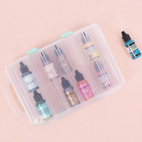 Craftelier - Portable Clear Case with Handle for 2 Tray Alcohol Inks with 24 Paint Pots Capacity | Approximate Dimensions 23.5 x 15.5 x 4.7 cm - (...