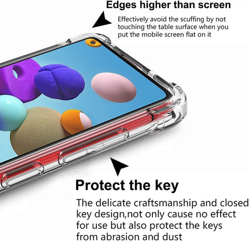 Case for Samsung Galaxy A21S TPU Four Corners Protective Cover Transparent Soft...