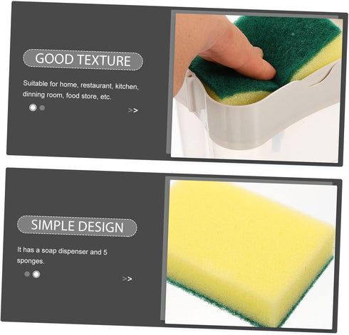 Amosfun 1 Set Soap Dispenser Sponge Kitchen Gadget Soap Pump Dispenser Kitchen Countertop Organizer...