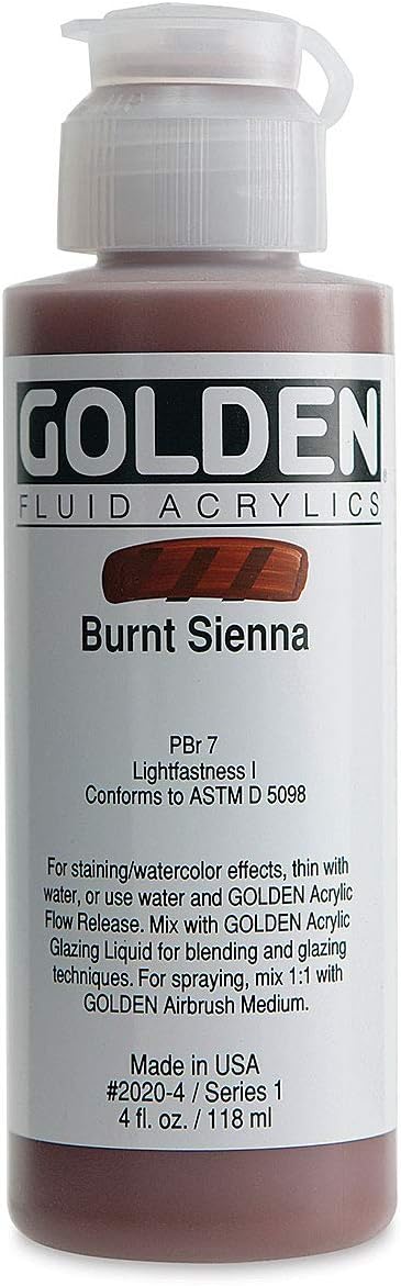 4 Oz Fluid Acrylic Color Paint Color: Burnt Sienna...