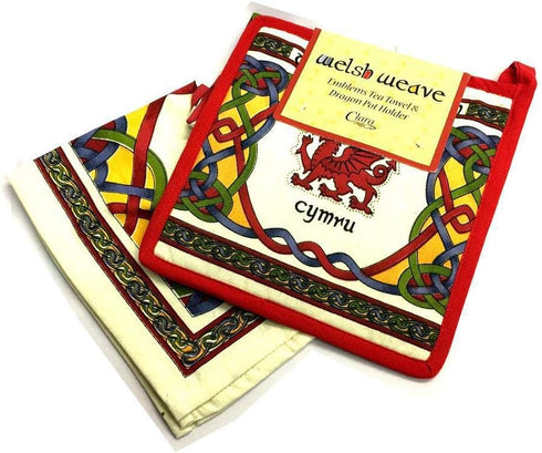 Royal Tara Celtic Weave Welsh Dragon Pot Holder and Tea Towel...