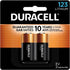Duracell CR123A 3V Lithium Battery, 2 Count Pack, 123 3 Volt High Power Lithium Battery, Long-Lasting for Home Safety and Security Devices, High-I...