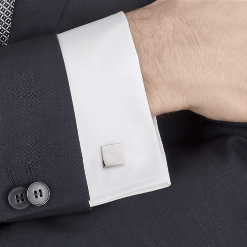 Driew Blank Square Cufflinks, Blank Cufflink for Men Stainless Steel Cufflinks Cuff Links Flat Pad Blank Setting Tray 1 Pair,Silver...