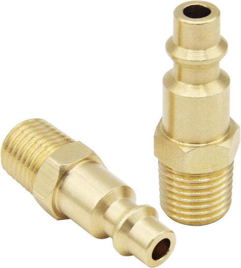 Air Hose Fittings 1/4 inch NPT Male Thread Air Plug, Air Compressor Quick Connect Fittings Durable Solid Brass 300Psi (Industrial Type D, 2 Piece)...