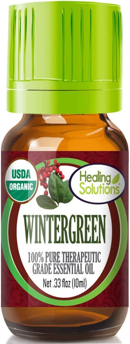 Healing Solutions Wintergreen Essential Oil 0.33 oz (10 ml), Organic, Undiluted, and Pure Oil for Hair Diffuser, Skin, & Aromatherapy, Therapeutic...