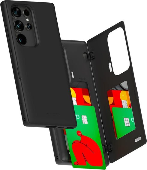 GOOSPERY Magnetic Door Bumper Compatible with Galaxy S24 Ultra Case, Card Holder Wallet Easy Magnet Auto Closing Protective Dual Layer Sturdy Phon...