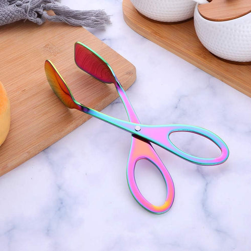 Food Tongs, Baikai Stainless Steel Kitchen Scissor Cooking Barbecue BBQ Grilling and Serving Clips (Rainbow)...
