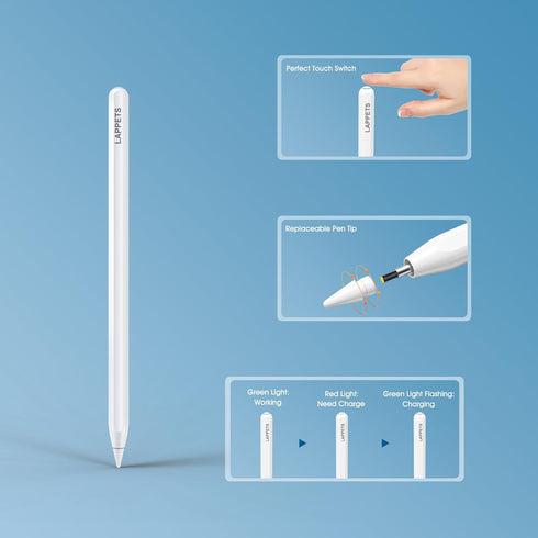 Magnetic Wireless Charging Stylus Pen Compatible with 2018-2023 Apple iPad Pro (11/12.9 Inch), iPad Air 4th/5th Gen,iPad Mini 6th Gen, iPad Pencil...