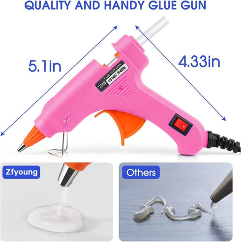 Mini Hot Glue Gun 30pcs Glue Stick Hot Glue Gun Set for Quick Fix Artist DIY Art Home 20w Pink...