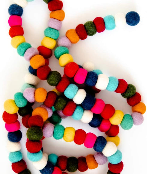 Colorful Felt Ball Pom Pom Garland | 9 Ft | Spring, Easter, Birthday, Christmas Decor | 100% Wool Felt | Boho Rainbow...