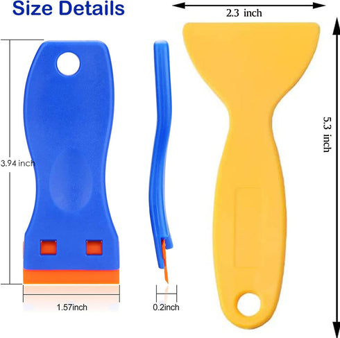 3Pack Plastic Razor Blades Scraper Tool (1Spatula)10 Double Edged blades,No Scratch Sticker Removal Scraper for Cleaning Adhesive Label Decal Glue...