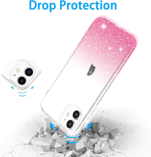 JJGoo Compatible with iPhone 11 Case, Clear Glitter Sparkle Shock Absorption Protective Phone Cases Cute Slim Thin Cover for Women Girls (6.1 inch...