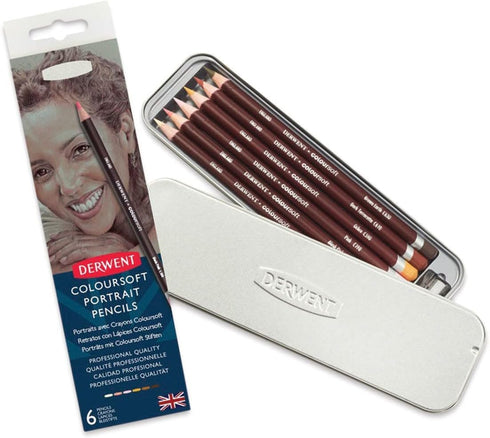 Derwent Colored Pencils, ColourSoft Pencils, Skintone, Drawing, Art, Metal Tin, 6 Count (2300217)...
