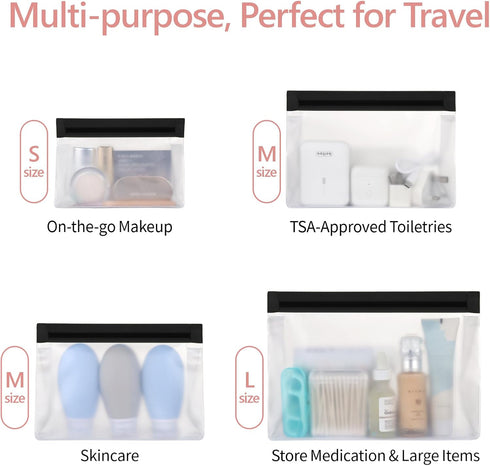 PACKISM Leak Proof Clear Travel Pouch - Sealed TSA Approved Toiletry Bag, BPA-free Reusable, Semi-Transparent Clear Cosmetic Bag with Flat Bottom,...