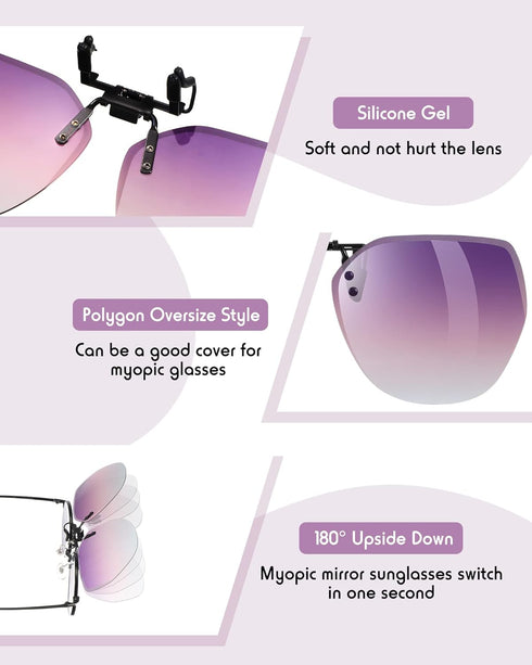 Weewooday 6 Pairs Polarized Polygon Style Clip On Sunglasses Flip Up Driving Clip on Glasses for Outdoors Indoors Men Women, 6 Colors...