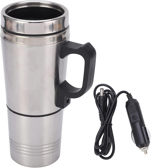 Acouto 12V Car Kettle 350Ml+150ML Stainless Steel Car Electric Heating Kettle Coffee Tea Travel Water Heating Cup...