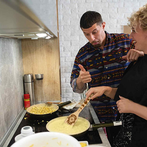 GLOBLELAND 6Pcs Magic Divination Bamboo Cooking Utensils Wooden Engraved Cooking Spoons Set Carving Kitchen Bamboo Spatula Set Wood Cooking Spoon ...