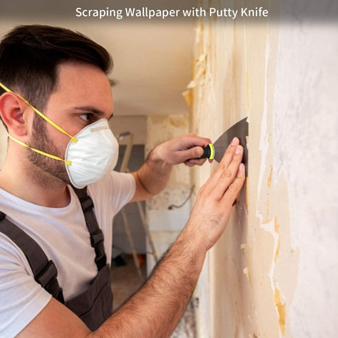 Putty Knife Scrapers, Spackle Knife, Metal Scraper Tool for Drywall Finishing, Plaster Scraping, Decals, and Wallpaper (4 Pack, 5”, 4”, 3”, 1.5” W...
