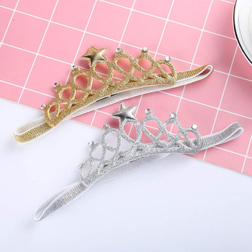 Baby Girl Crown Tiara Headband Head Wrap Hair Band Headwear Birthday Gift Princess Tiara Crown Headband (Silver)...