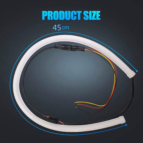 Car LED Daytime Running light Turn Signal 22In Flexible Adhesive DRL Turn Signal Light Strip Decorative Lamp for Car - White/Amber 2Pcs...