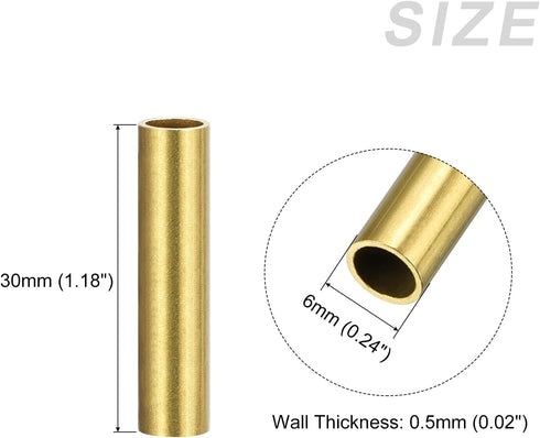 Brass Tube (6mm OD x 0.5mm Wall T x 30mm L) 10Pcs, Craft Tubing - for Home Decoration, DIY Handicraft...