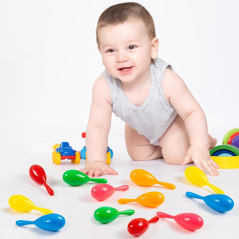 OuMuaMua 12pcs Mini Maracas for Kids - Plastic Maraca Shakers Noisemaker Fiesta Party Favors for Kids Cinco de Mayo Fiesta Mexican Themed Birthday...
