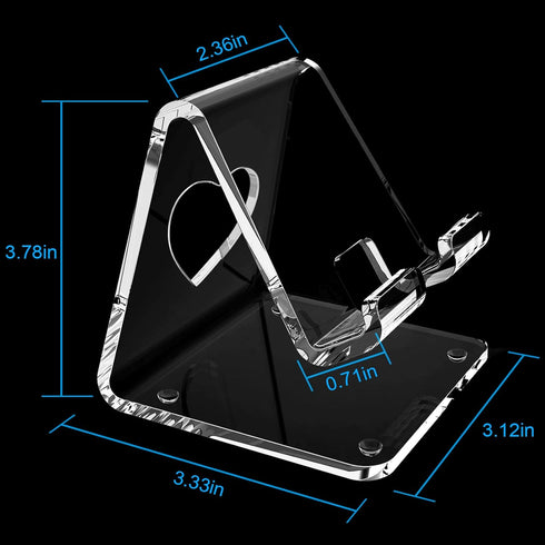 Crpich Acrylic Cell Phone Stand, Portable Phone Holder, Clear Phone Stand for Desk, Compatible with Phone15 14 13 Pro Max Mini 12 11 Plus SE, Swit...