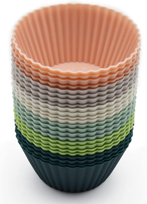 Reusable Silicone Cupcake Baking Cups 24 Pack, 2.75 inch Silicone Baking Cups, Non-stick Muffin Cupcake Liners for Party Halloween Christmas, Easy...