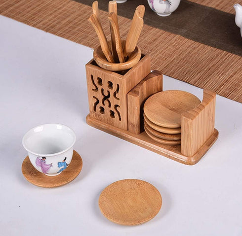 LeYin Bamboo Tea Tool Set, Chinese Gongfu Tea Ceremony Accessories, (Spoon, Needle, Clip, Scoop, Tray, Utensils Set)...